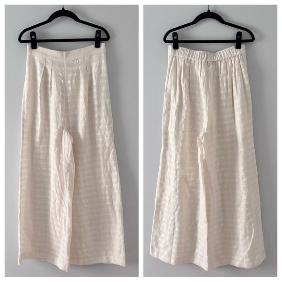 celina moon - lightweight pull on pants bottoms crop ankle breezy wide leg cream - Picture 1 of 6
